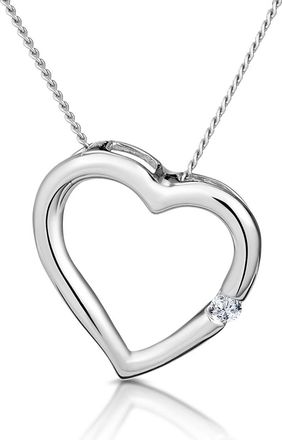 The Diamond Store Diamond Heart Pendant Necklace 0.03ct 9K White Gold