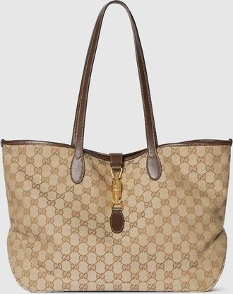 Gucci Jackie Medium Tote Bag, Beige, GG Canvas
