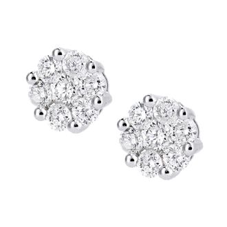 Diamant L'éternel Womens 18ct White Gold Diamond Cluster Stud Earrings - One Size