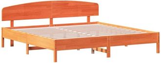 vidaXL Vidaxl - Cama Sin Colch&oacute;n Madera Maciza De Pino Marr&oacute;n Cera 200x200 Cm