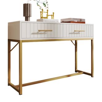 STILVORA Tocador Con 2 Cajones Y Patas Ajustables, Estilo Moderno, Para Dormitorio, En Tablero De Part&iacute;culas, 100 X 45 X 75 Cm, Blanco