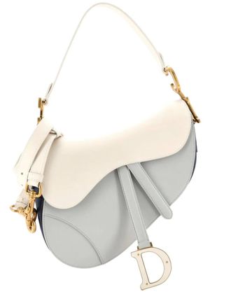 Dior Saddle Handbag with Strap Leather Medium shoulder bag - women - Calf Leather - One Size - Blue