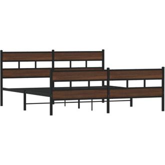 vidaXL Estructura De Cama Sin Colch&oacute;n Metal Roble Marr&oacute;n 193x203 Cm Vidaxl