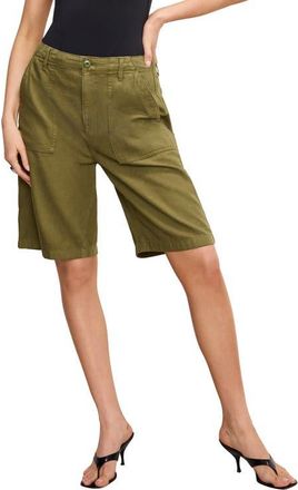Good American Lite Cotton Blend Bermuda Shorts in Martini Olive002 at Nordstrom