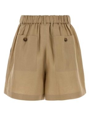Weekend Womens Beige Linen Veletta Shorts 001 Exterior