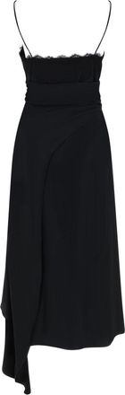Moschino Lace-Trimmed Acetate Silk Midi Dress - Black