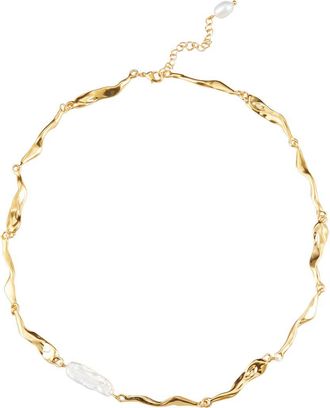 Classicharms Freshwater Baroque Pearl Molten Necklace in Gold at Nordstrom