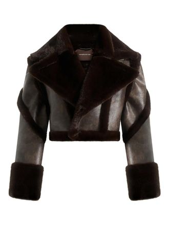 Mani&egrave;re De Voir Kena plush detachable-sleeves jacket - Brown