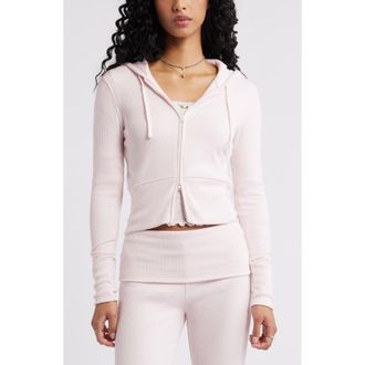 BP. Hacci Rib Zip Hoodie in Pink Primrose at Nordstrom Rack, Size Large