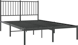 vidaXL Metal Bed Frame without Mattress with Headboard Black 120x190cm Vidaxl