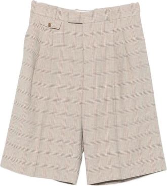 Dr&ocirc;le de Monsieur Short Long &agrave; Carreaux - Heren - Korte Broeken - Beige - S - Katoen - Korte Broeken