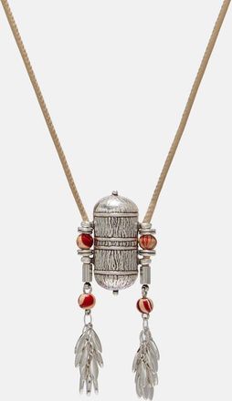 Isabel Marant Janis beaded leather-trimmed pendant necklace