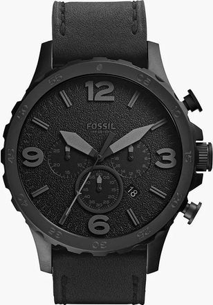 Fossil Mens Nate 50mm Chronograph Black Stainless Steel Watch