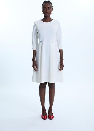 James Lakeland Pin Tuck Button Midi Dress Cream