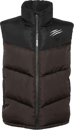 Plein Sport Gilet trapuntato con stampa - Marrone