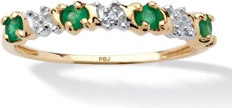 Palm Beach Jewelry 32 TCW Genuine Emerald and Diamond accent Band in 18k Gold-Plated