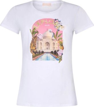 Liu Jo Cotton Short Sleeve T-shirt - female - Liu Jo - T-Shirts - White - XL - Tops