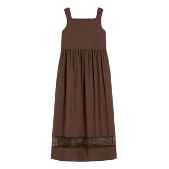 Max Mara Midi Dresses, female, Brown, Size: S Cotton-poplin Sleeveless Dress