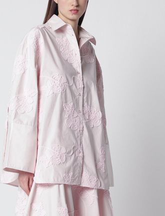 Rotate Oversized Orchid Pink Shirt With Floral Embroidery