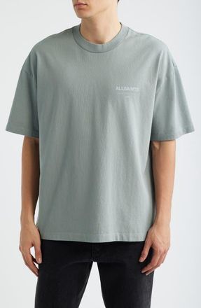 AllSaints Underground Oversize Graphic T-Shirt in Metallic Grey at Nordstrom, Size Xx-Large