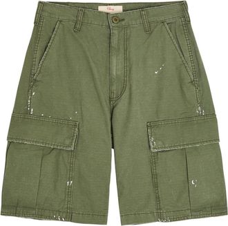 Cherry Los Angeles Paint-splatter Cotton Cargo Shorts - Green - XL