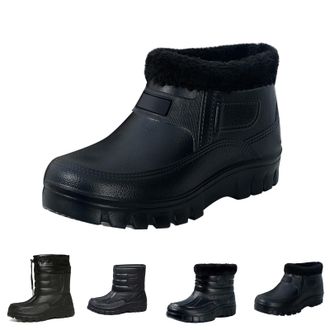 Generic mens short wellies Snow Boots Mens Wide Fit Waterproof Wide Fit Winter Shoes UK Fur Lined Thermal Wellies Slip On Wellington Walking Boots Short Welli