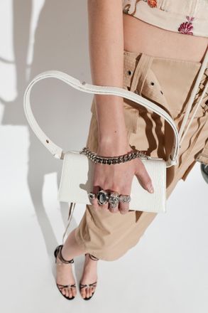 Alexander McQueen Jewelled Mini Bag, Womens, White