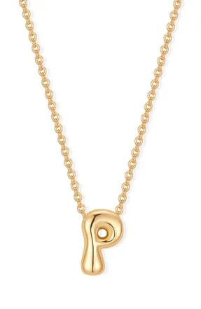 Brook & York Mini Pippa Bubble Initial Pendant Necklace in Gold P at Nordstrom