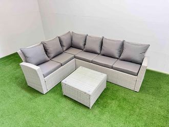 Fimous 6 Seater Corner Sofa Sets with Coffee Table Light Grey Mixed