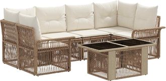 vidaXL Conjunto De Sof&aacute;s De Jard&iacute;n 7 Uds. Beige Y Blanco Crema Vidaxl