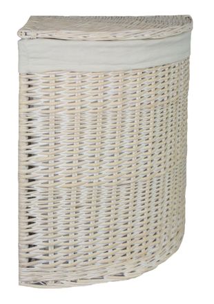 Red Hamper Cotton Lined Corner White Wash Laundry Basket