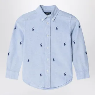 Polo Ralph Lauren Light blue button-down shirt with logos