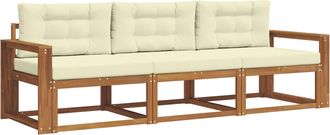 vidaXL Conjunto De Sof&aacute;s De Exterior 3 Uds. Natural Y Crema Vidaxl