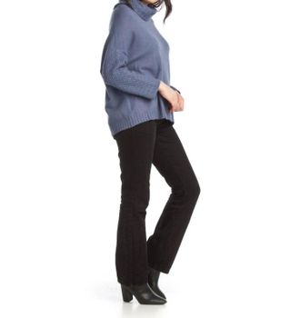Papillon Textured Knit Cowl Neck Sweater In Dark Blue Denim