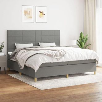 vidaXL Cama Box Spring Con Colch&oacute;n Tela Gris Oscuro 200x200 Cm Vidaxl