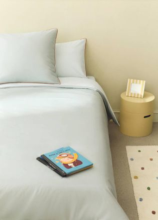 Mango Copripiumino bimbo/a percalle di cotone double face bordo contrasto letto 90 cm verde acqua - Home - Letto 90 cm - MANGO HOME