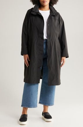 Gallery Water Resistant Hooded Raincoat in Black at Nordstrom, Size 3X