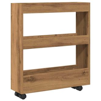 vidaXL Vidaxl - Carro De Almacenaje Estrecho 3 Niveles Madera Roble Artisian