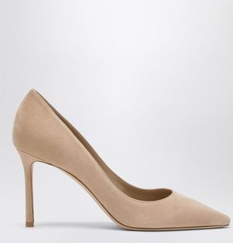 Jimmy Choo London Romy 85 light beige suede pumps