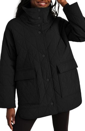 Rhone Monterey Water Repellent Quilted Jacket in Pure Black at Nordstrom, Size Medium