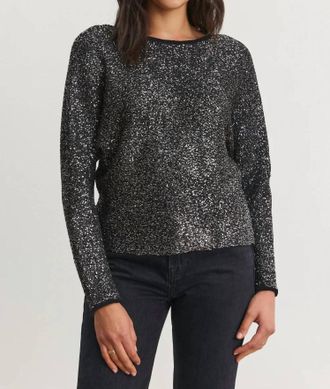 Velvet Opaline Tiny Sequin Top In Black