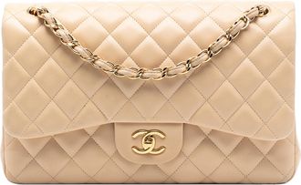 Chanel Pre-owned Womens Jumbo Classic Lambskin Double Flap - Nude Leather - One Size