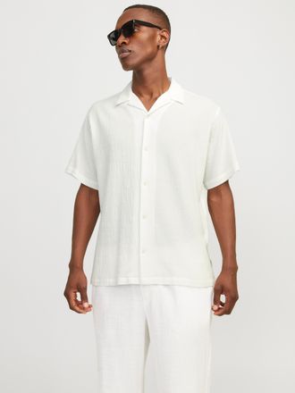 Jack & Jones Kurzarmhemd JACK & JONES JORLUKE CRINKLE RESORT SHIRT SS SN, Herren, Gr. XXL, N-Gr, weiss (cloud dancer), Web, Obermaterial: 100% Baumwolle, unifarben