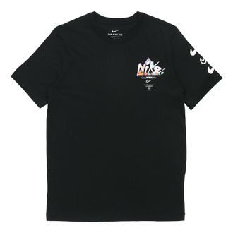 Nike Sportswear Print Casual Sports Short Sleeve Black DB6136-010