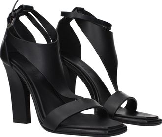 Max Mara Womens Leather Block Heel Black