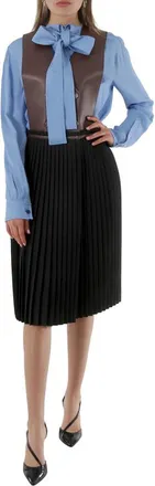 Burberry Ladies Dark Mocha Plonge Lambskin and Wool Blend Pinafore Dress, Brand Size 6 (US Size 4)