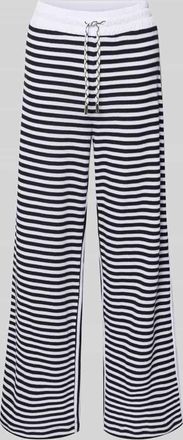 Marc Cain Hose im Allover-Look mit elastischem Bund und Tunnelzug in Marine, Gr&ouml;&szlig;e 34