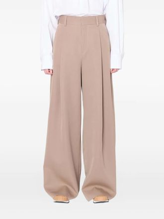 Kolor pleated-front palazzo pants - women - Wool - 3 - Brown