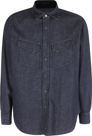 Fortela Blauwe Denim Texan Shirt Lange Mouw - Heren - Spijkeroverhemden - Blauw - M - Denim - Overhemden