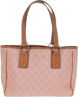 Gucci Pre-owned Tote Bags, female, Pink, Size: ONE SIZE Pre-owned Vintage Canvas Tote Bag